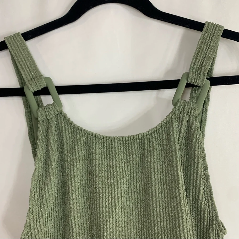 NWT Aerie Crinkle Birthday Scoop Cheekiest One Piece Olive Swimsuit, size M & XL